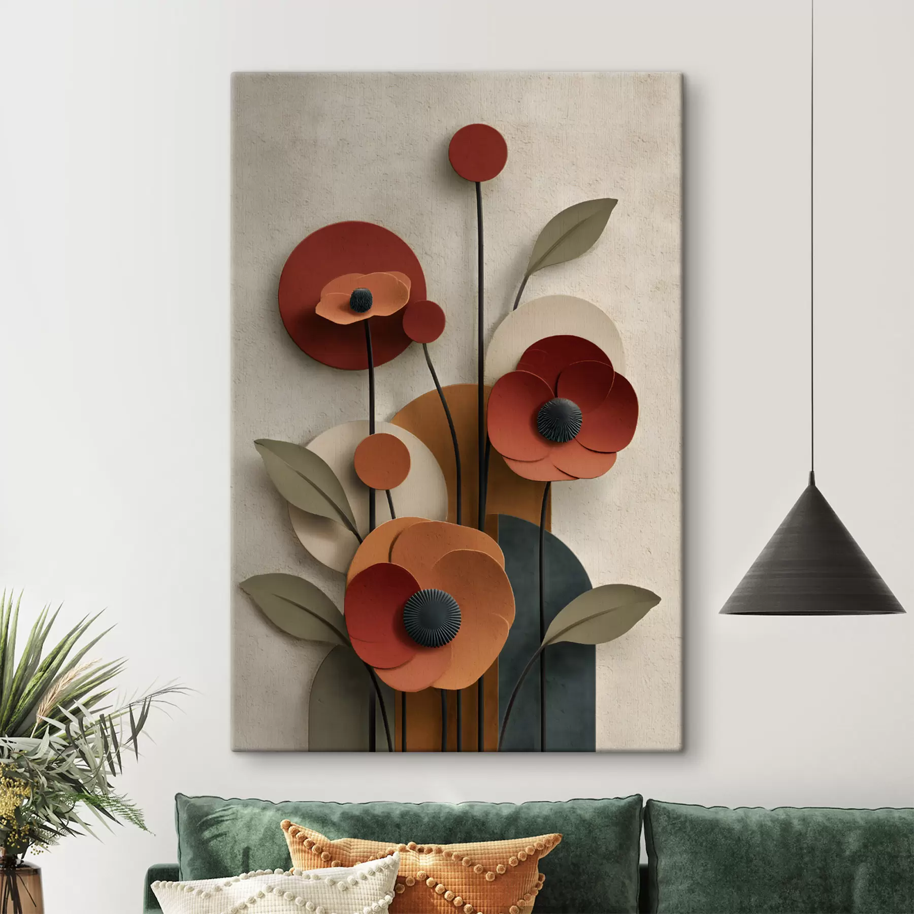 wall murals flowers in a simplified style with a volume effect s48293