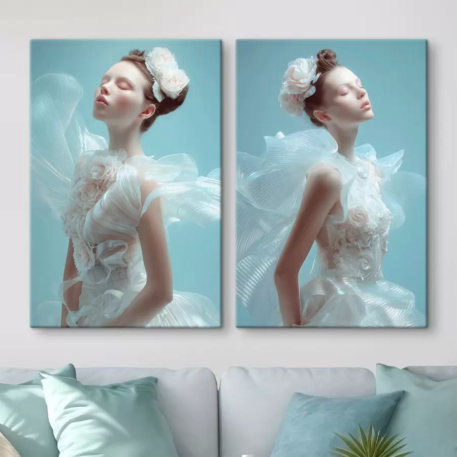 murales una chica delicada con un vestido blanco m30175