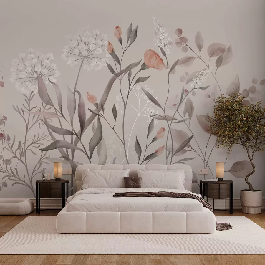 Wall Mural Photo Wallpaper Airy wild plants in pastel tones w05154