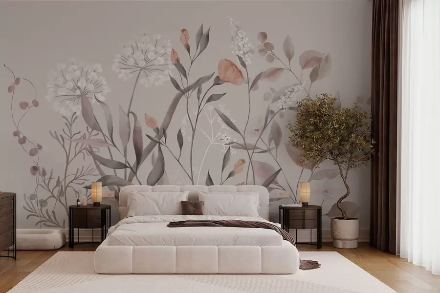 murales Plantas silvestres aireadas en tonos pastel w05154