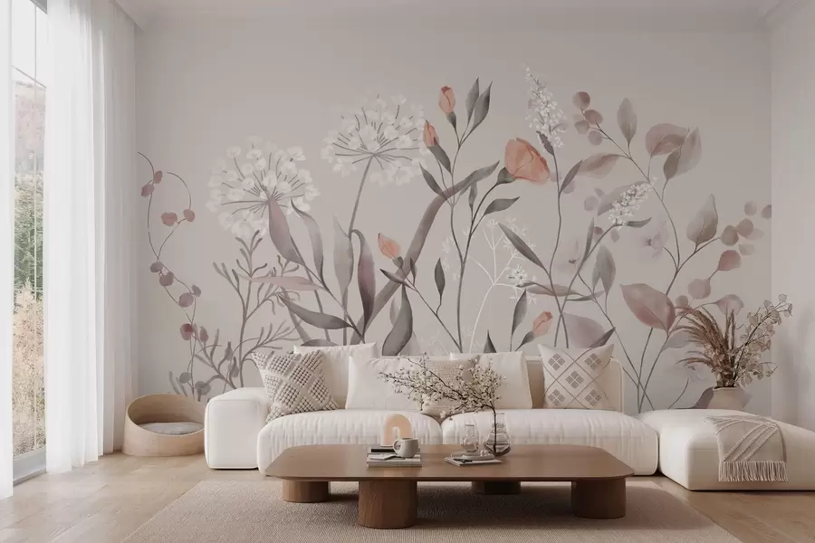 Wall Mural Photo Wallpaper Airy wild plants in pastel tones w05154