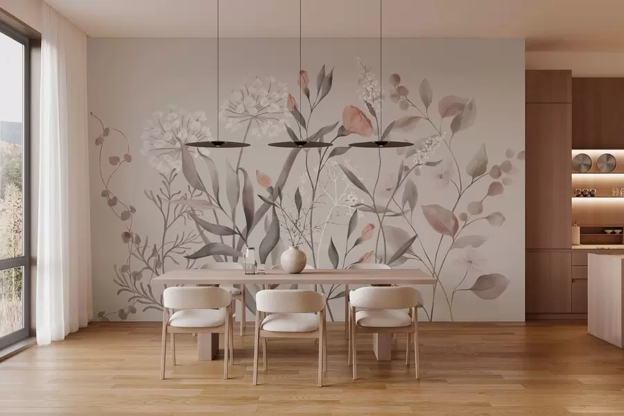 Wall Mural Photo Wallpaper Airy wild plants in pastel tones w05154