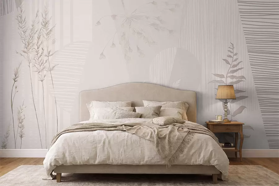 murales Composición minimalista con hierbas y formas w05318