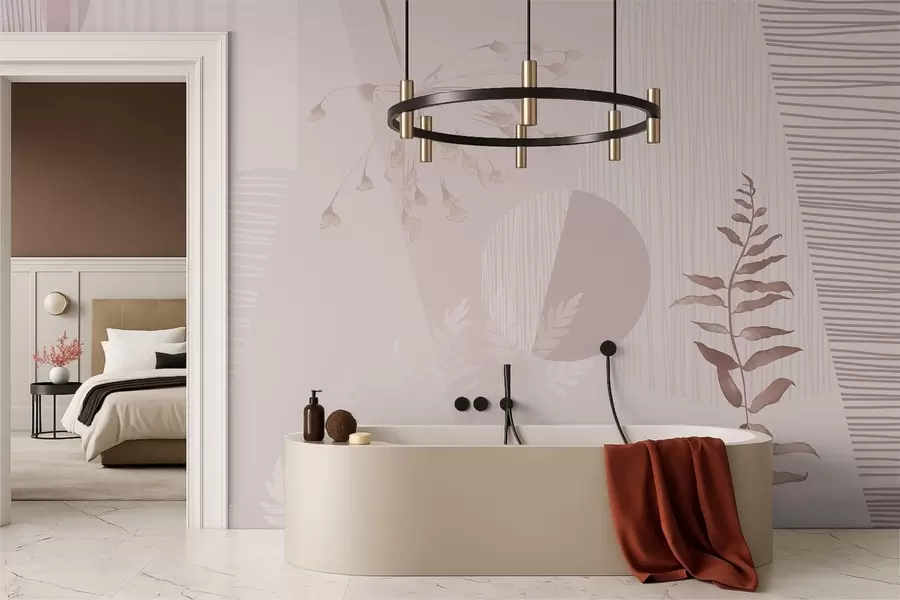 wall murals Abstract grasses in soft pink tones w05318v1