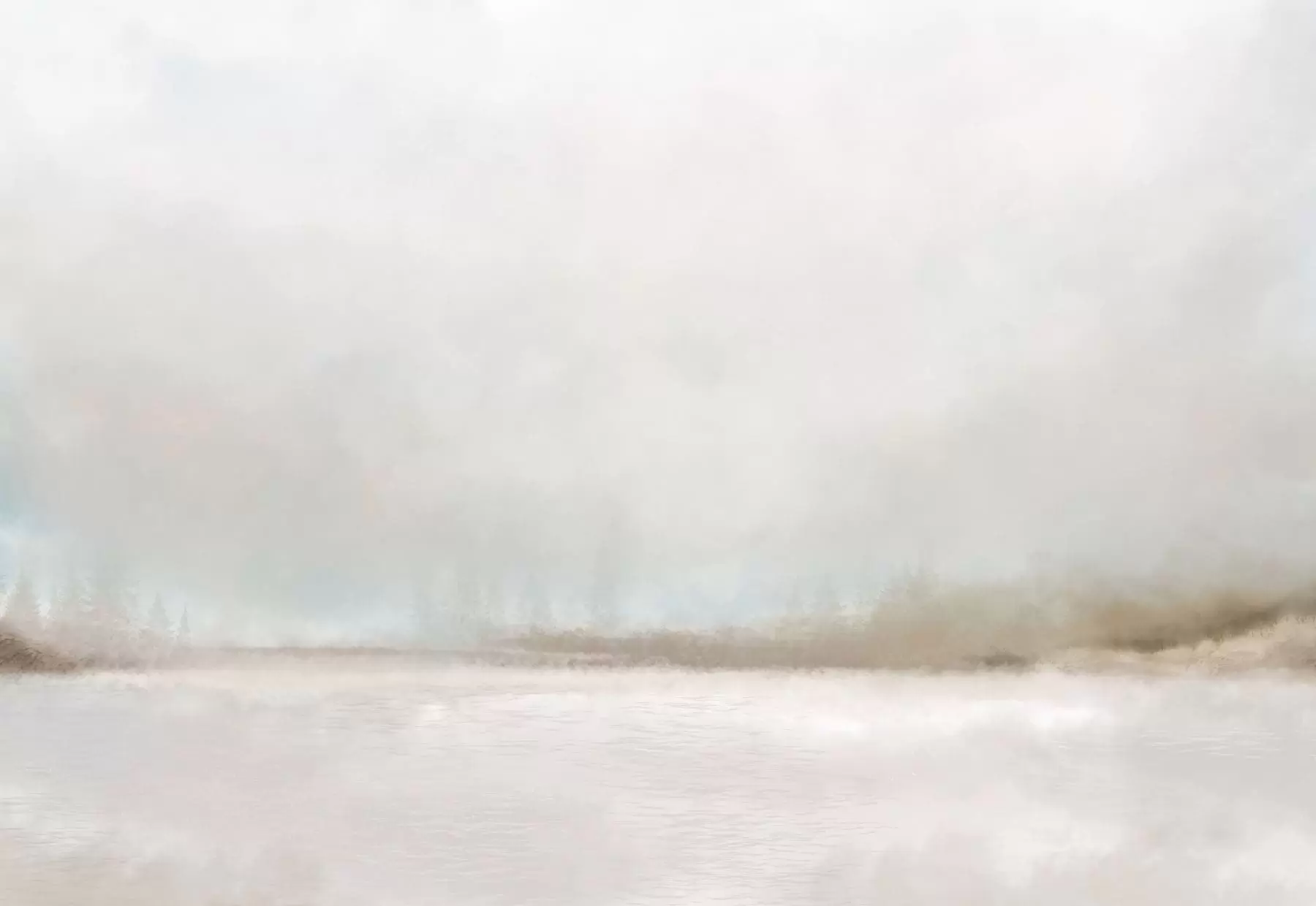 Wall Mural Photo Wallpaper Misty landscape with lake and forest w05319