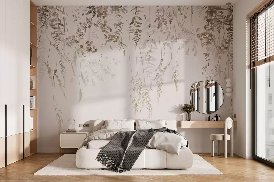 wall murals Hanging wild plants on a light background w05320