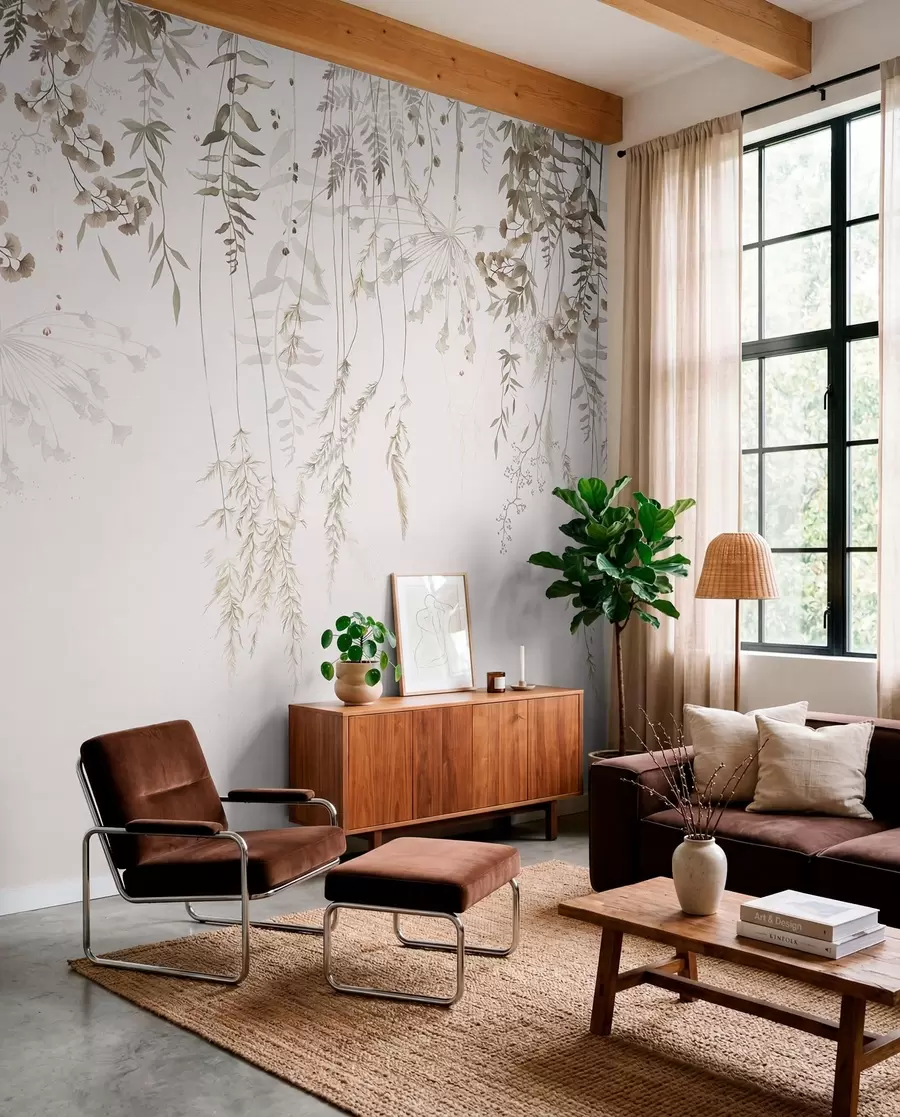 wall murals Hanging wild plants on a light background w05320