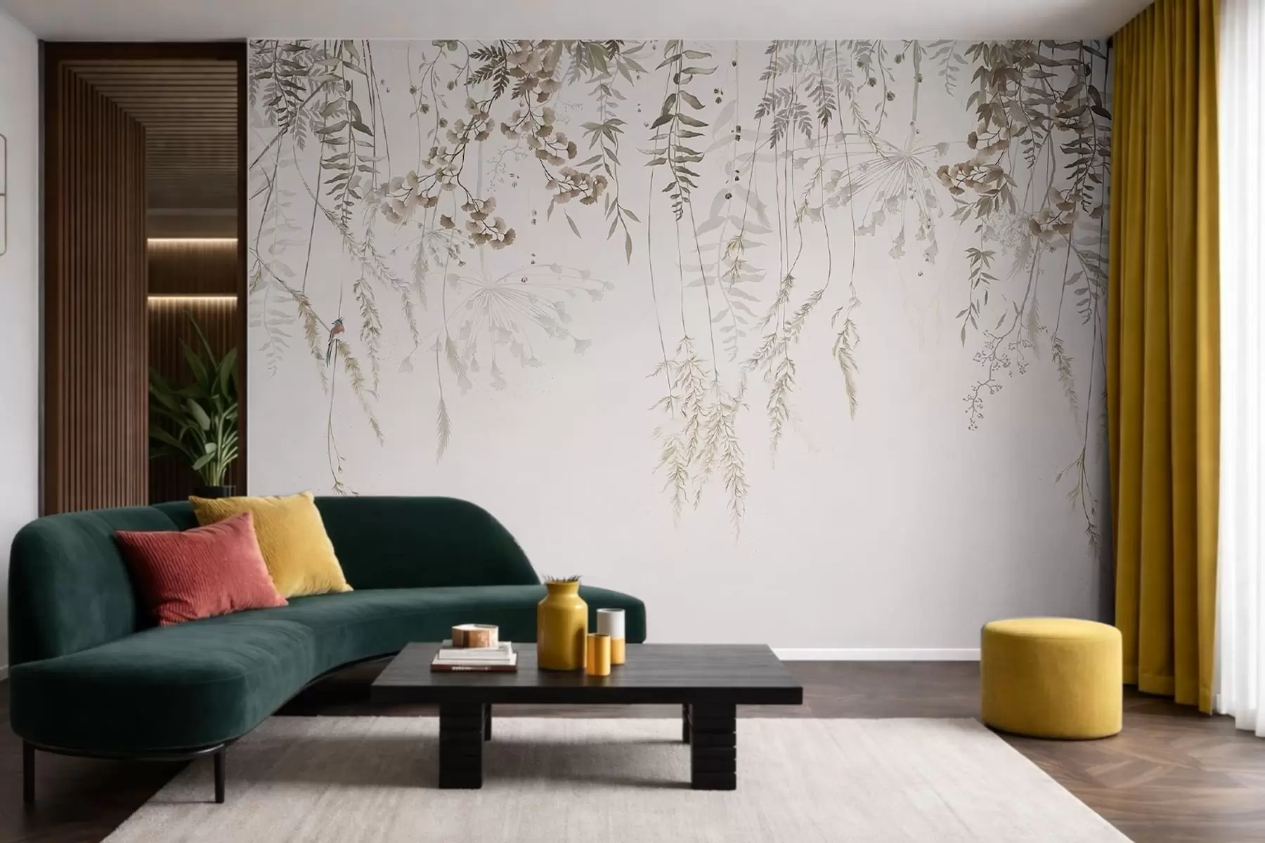 murales Plantas silvestres colgantes sobre un fondo claro w05320