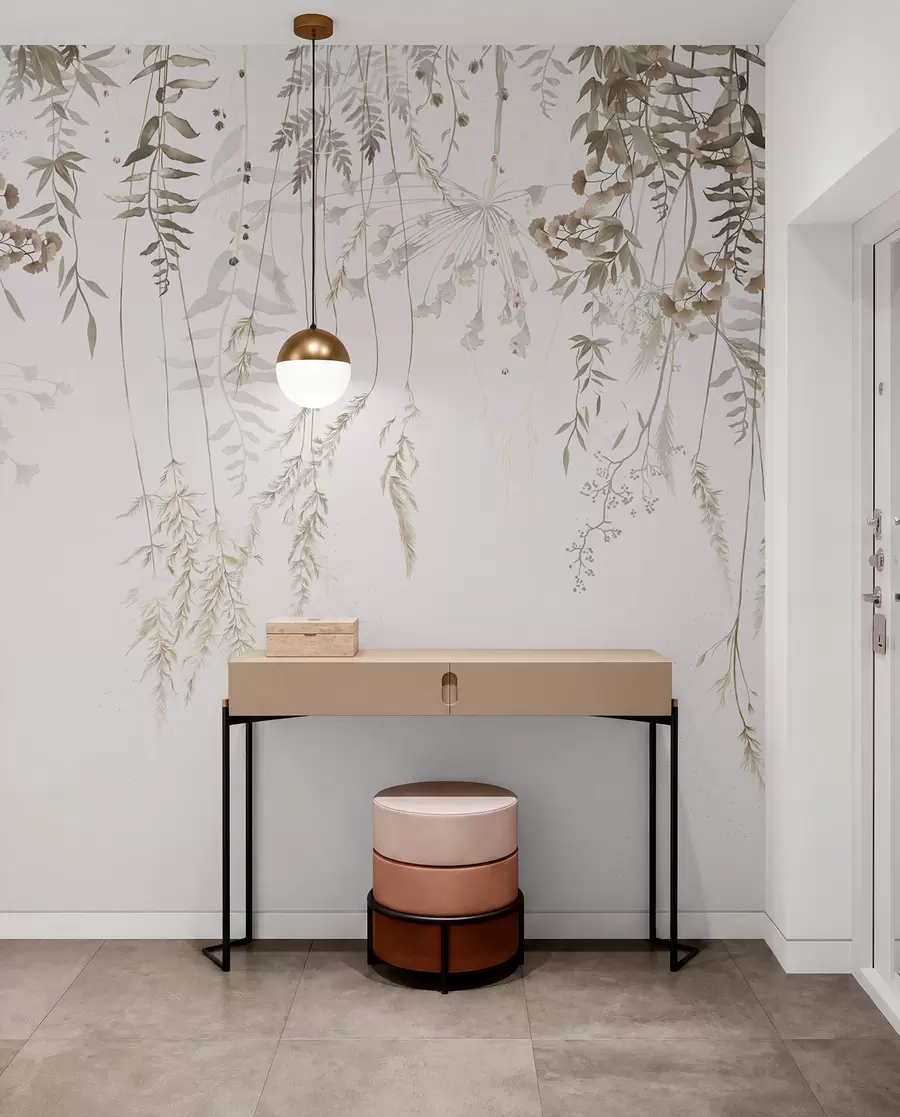peintures murales Plantes sauvages suspendues sur un fond clair w05320