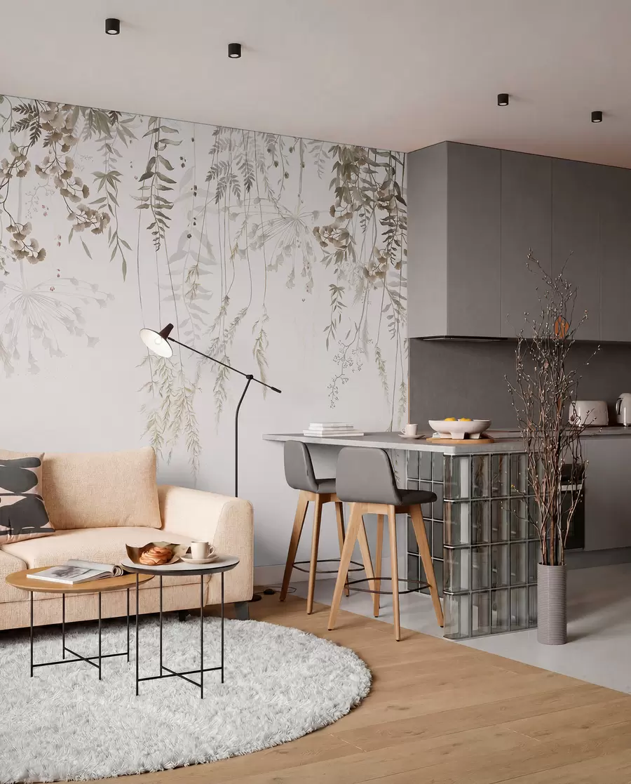 wall murals Hanging wild plants on a light background w05320