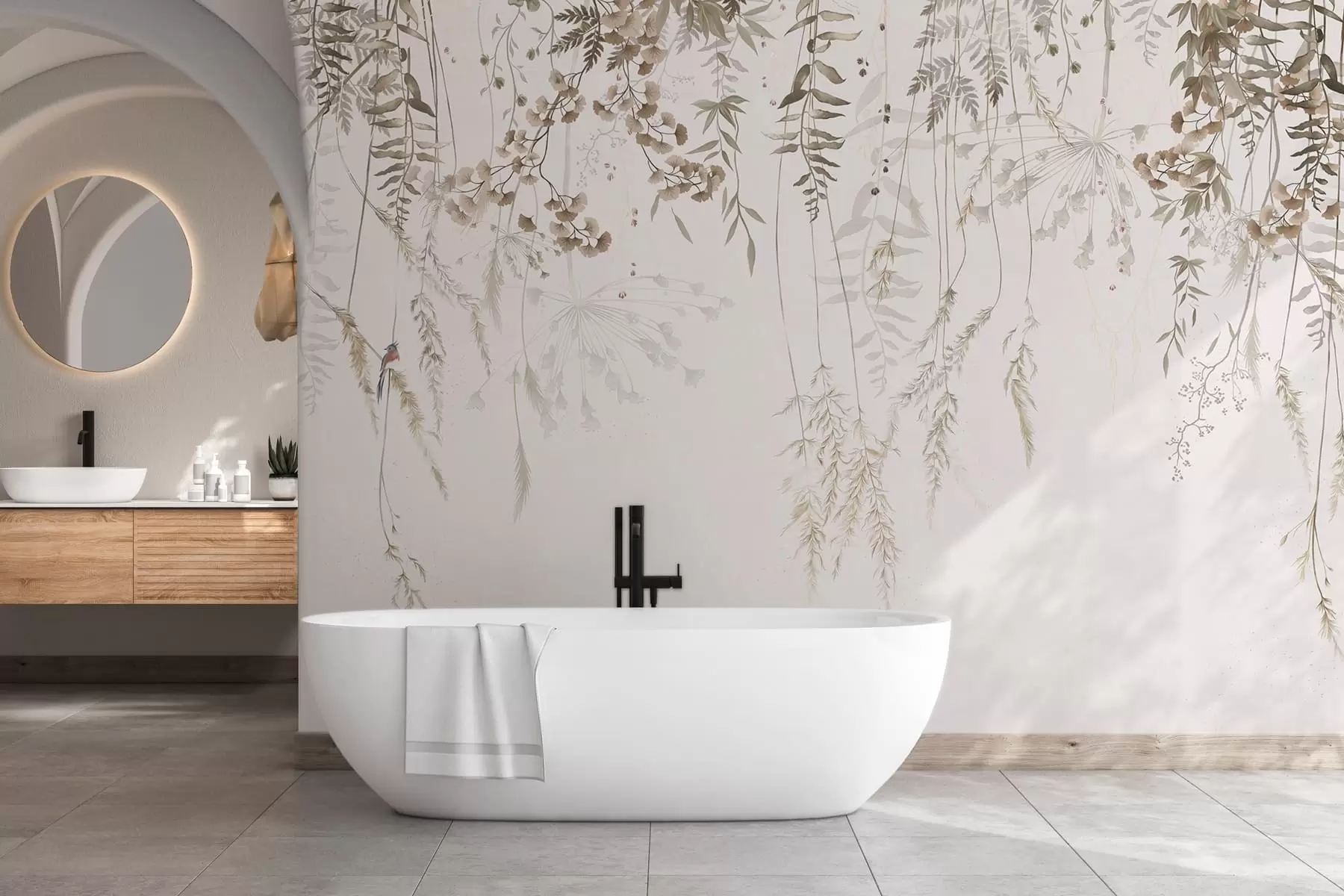 peintures murales Plantes sauvages suspendues sur un fond clair w05320