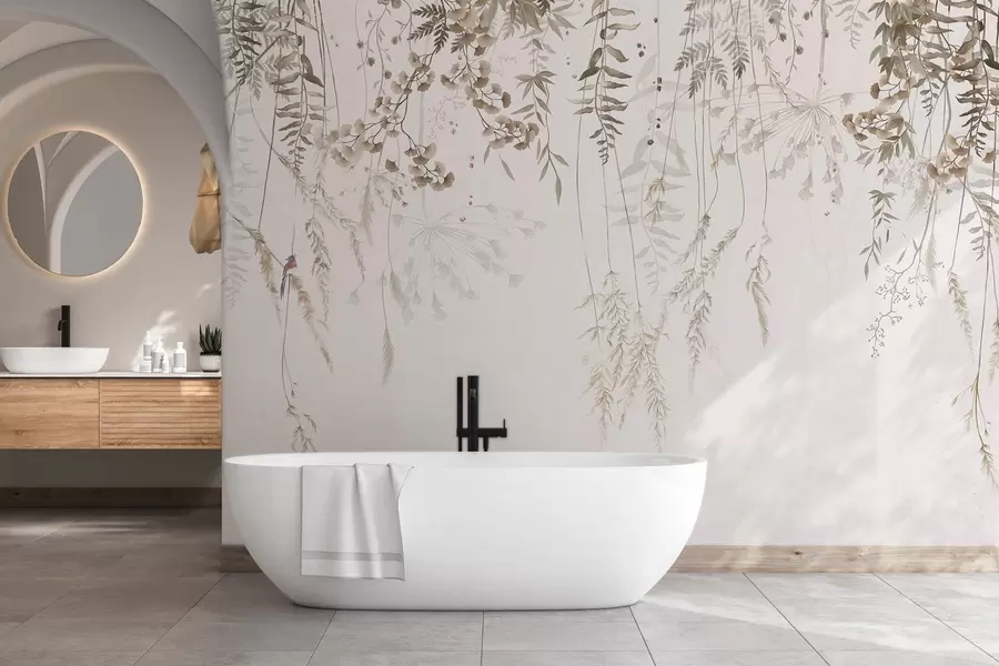 wall murals Hanging wild plants on a light background w05320