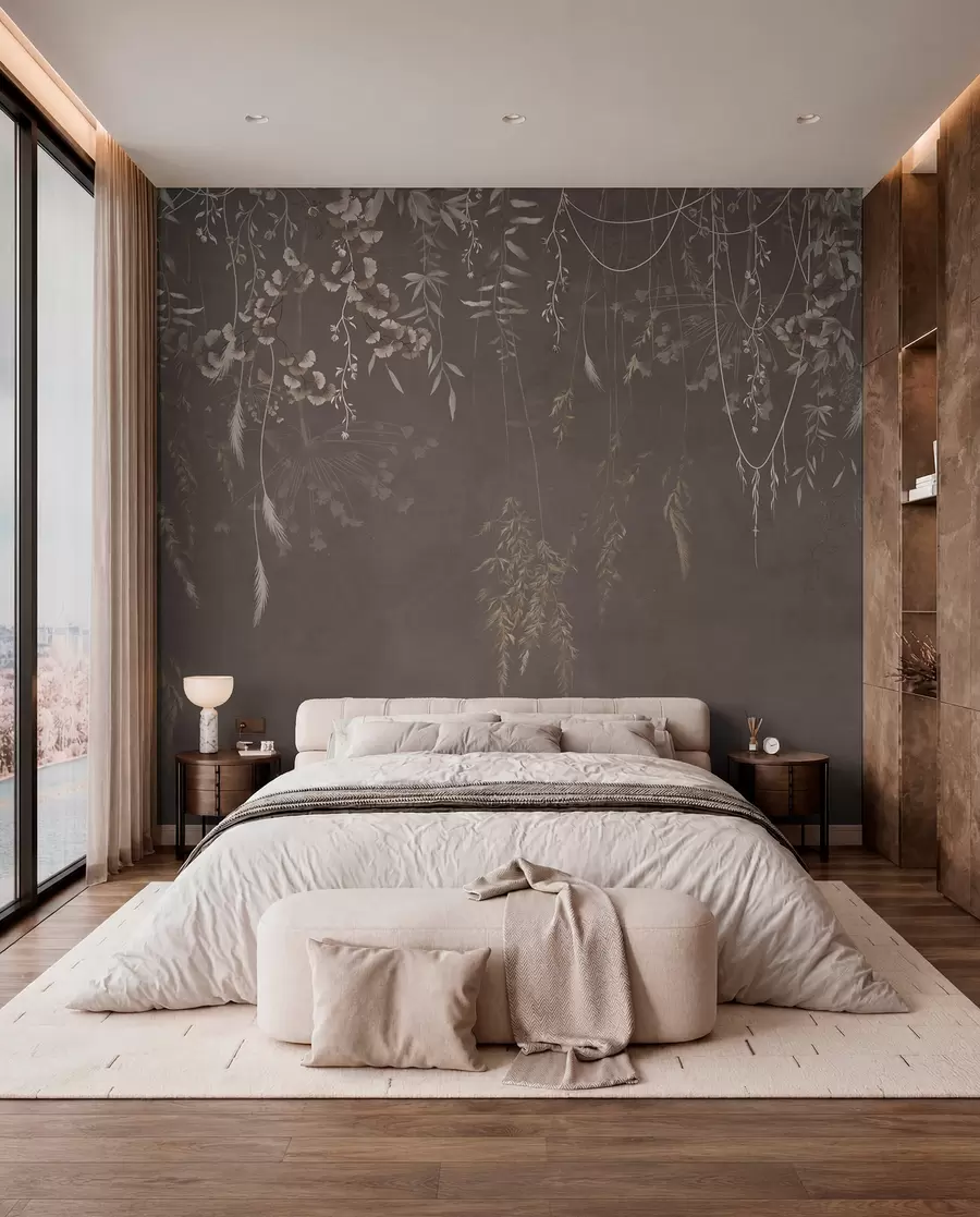 wall murals Hanging plants on a dark background w05320v1