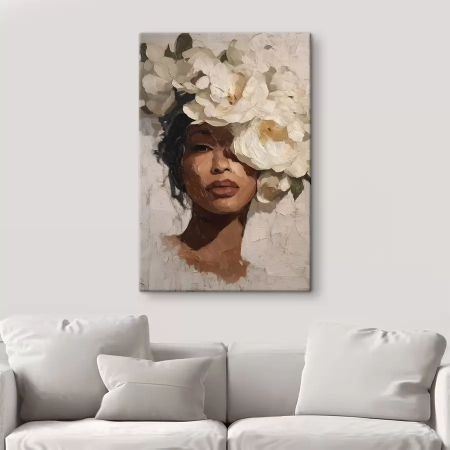 wall murals Girl with flowers s48377