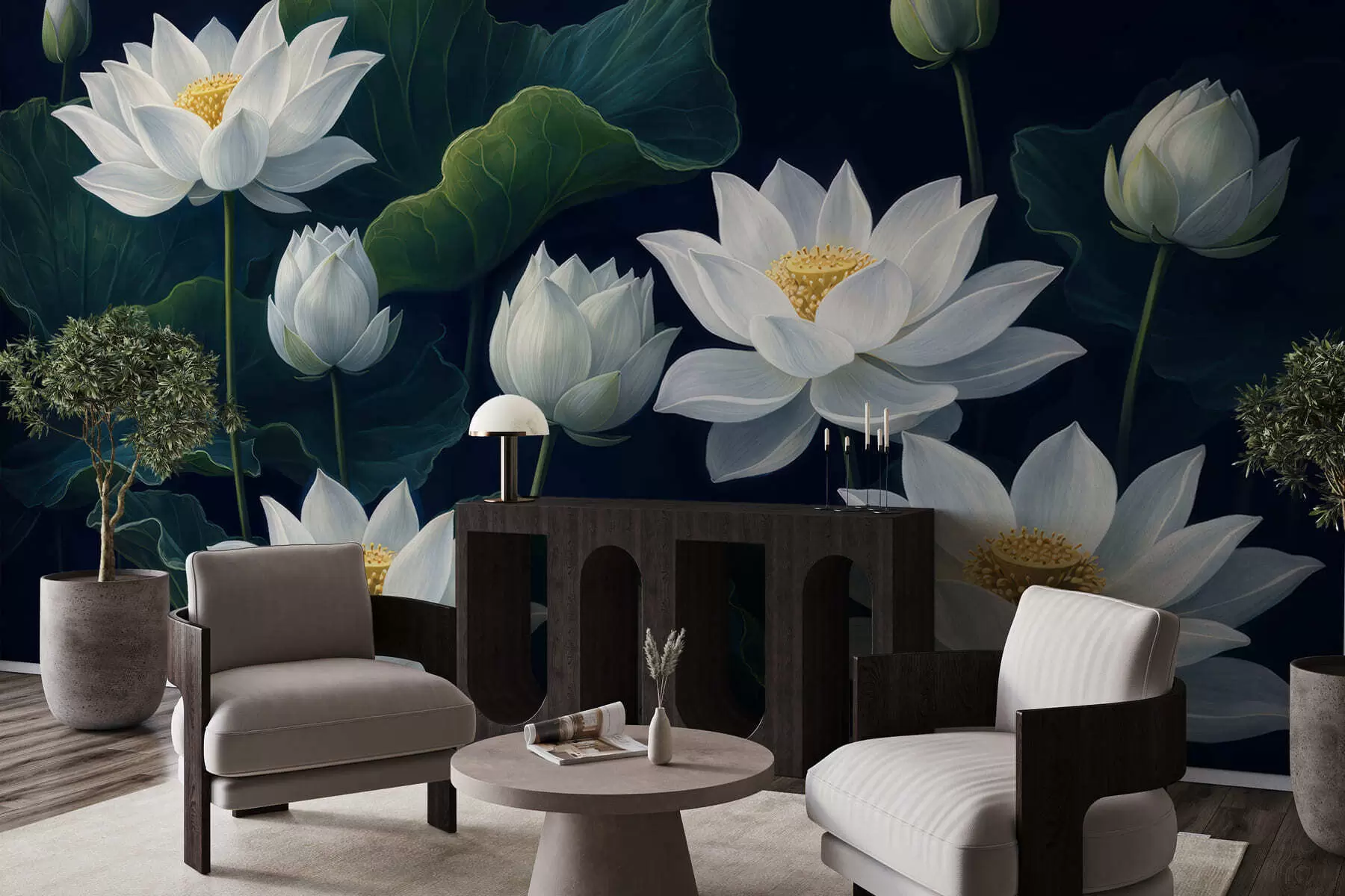 Wall Mural Photo Wallpaper Night lotuses w05307