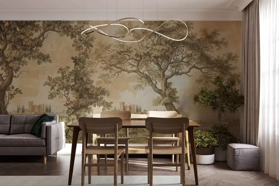 murales Paisaje pastoral en estilo bordado w05359