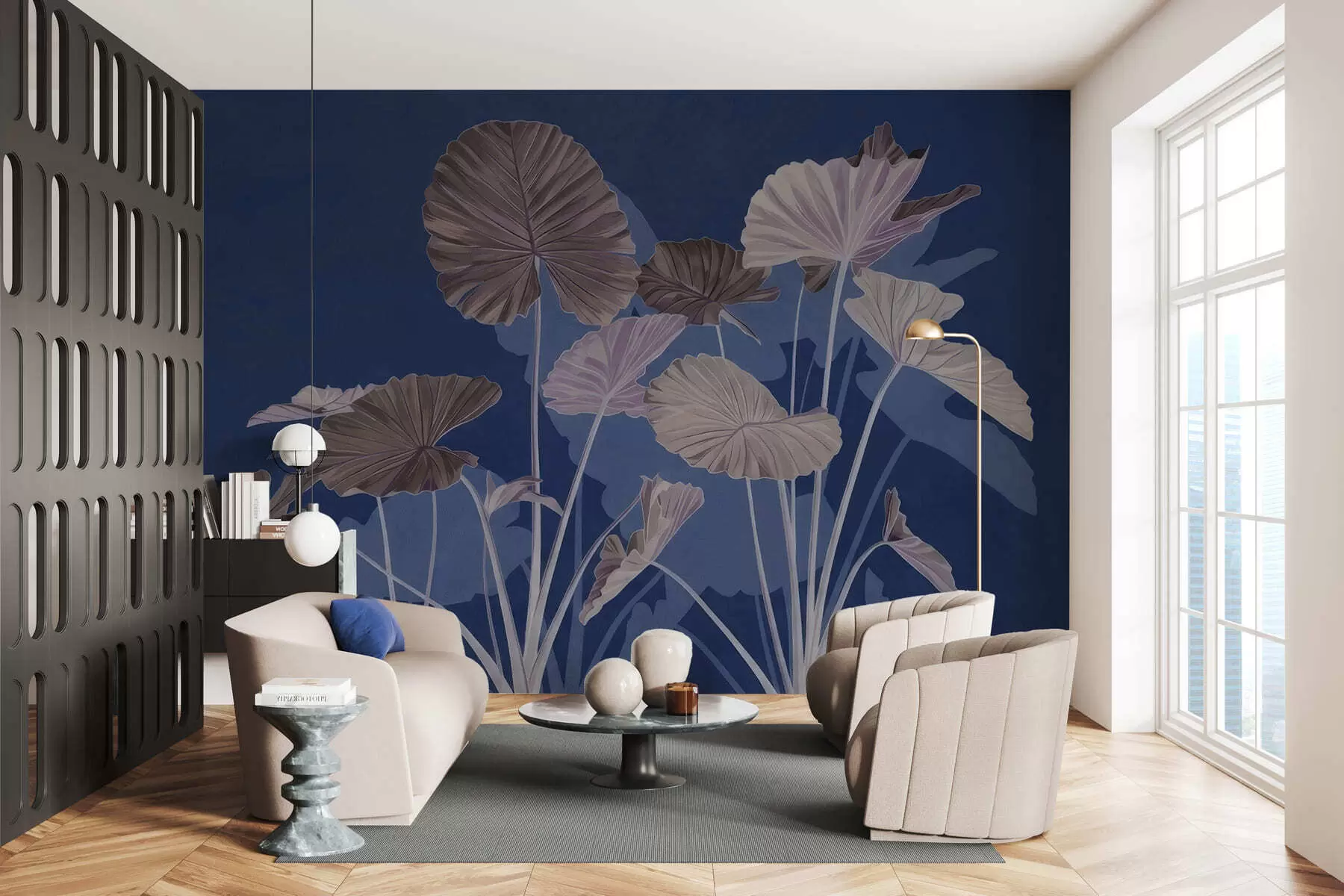 wall murals Garden of painted lotuses w05364