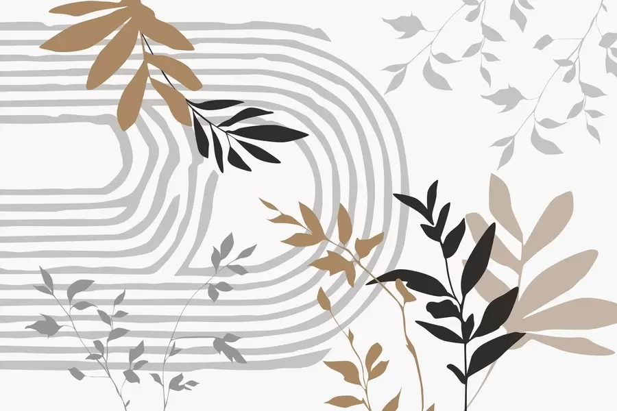 murales Siluetas y líneas abstractas de plantas w05374