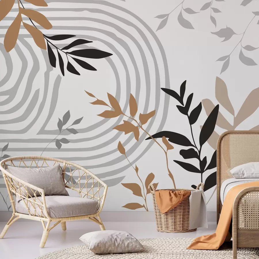 Wall Mural Photo Wallpaper Abstract plant silhouettes and lines w05374