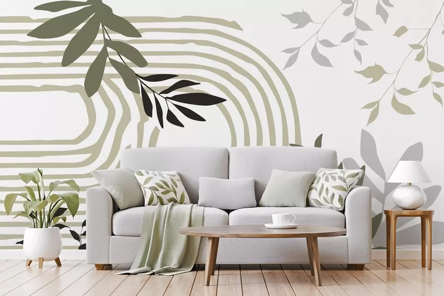 Wall Mural Photo Wallpaper Abstract plant silhouettes and lines w05374v1