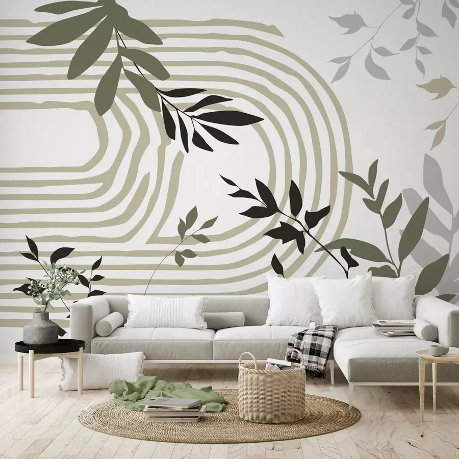 wall murals Abstract plant silhouettes and lines w05374v1