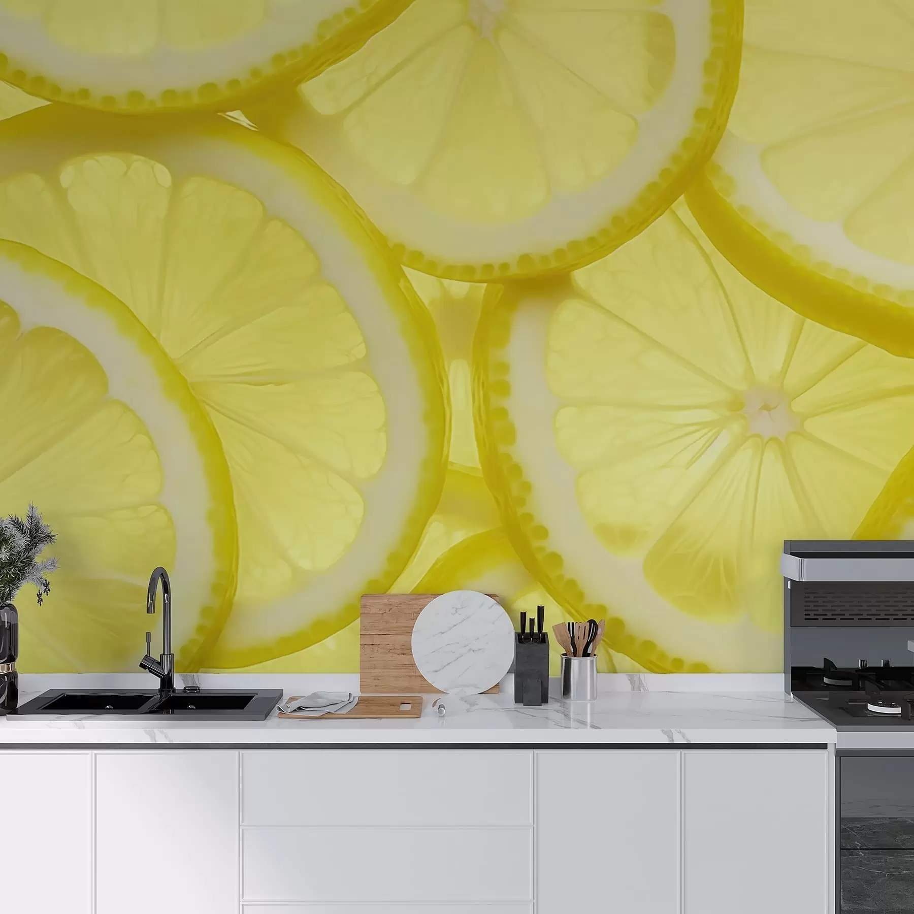 Wall Mural Photo Wallpaper Lemon Slice Texture w05351