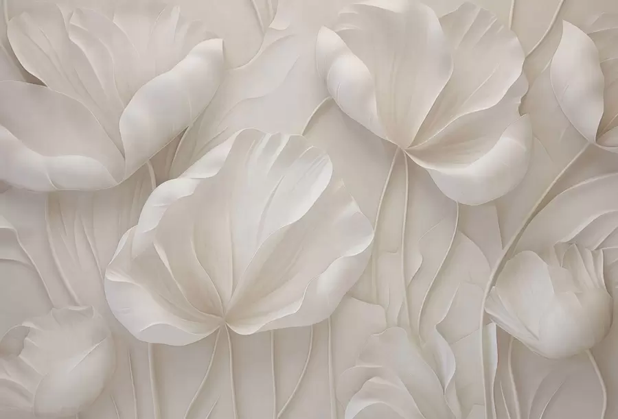 peintures murales Fleurs sculptées avec des pétales doux w05355