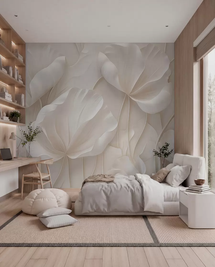 Wall Mural Photo Wallpaper Sculpted light flowers with soft petals w05355