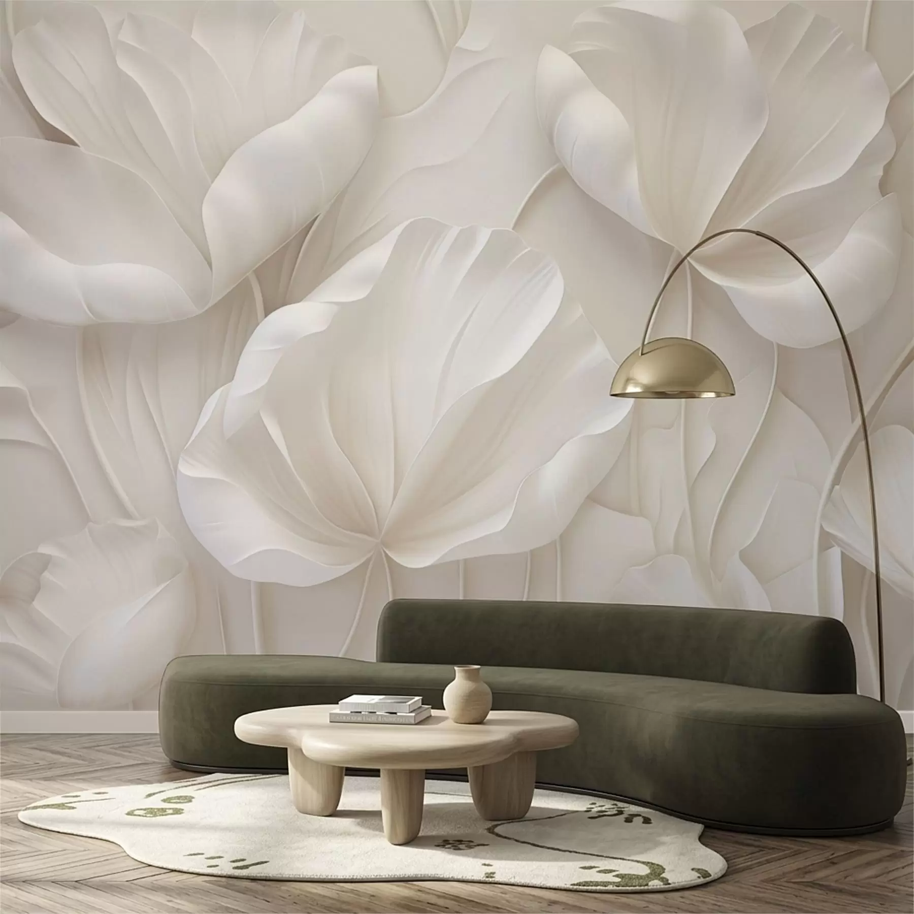 Wall Mural Photo Wallpaper Sculpted light flowers with soft petals w05355