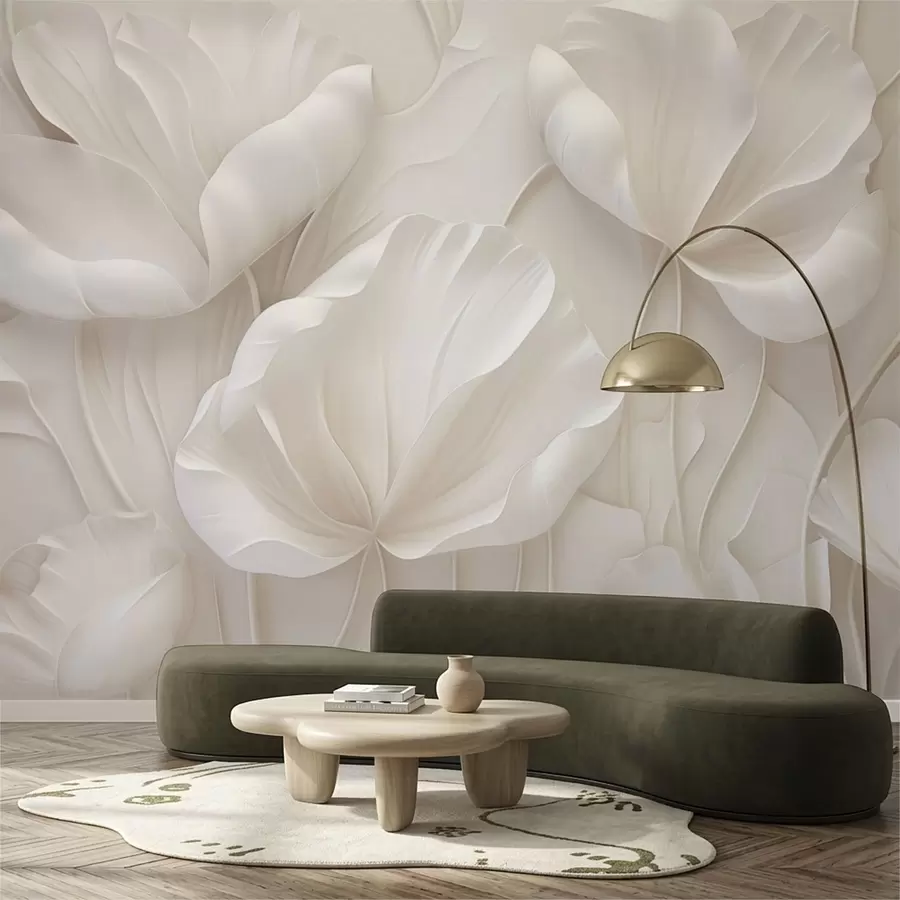 wall murals Sculpted light flowers with soft petals w05355