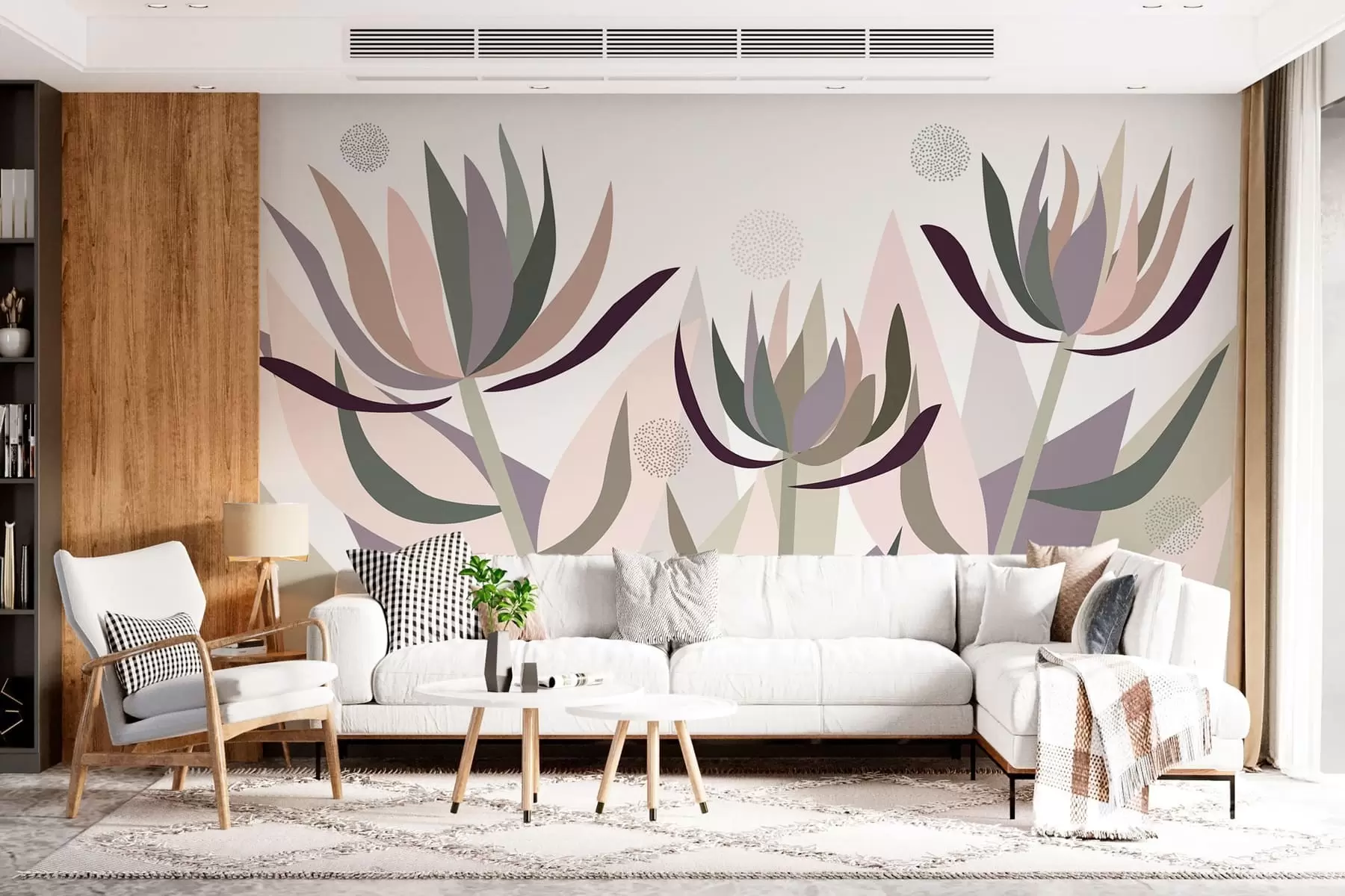 Wall Mural Photo Wallpaper stylised protea flowers in a primitive style w05236