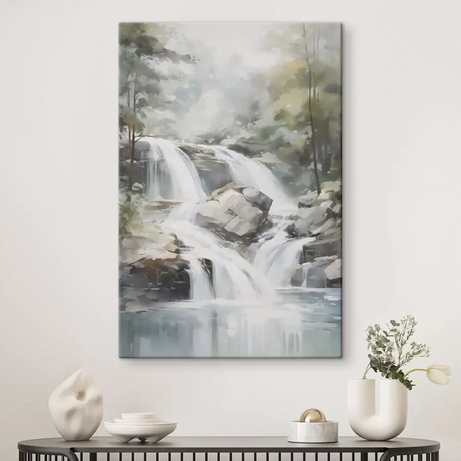 wall murals Waterfall in the forest imitation of painting s48415