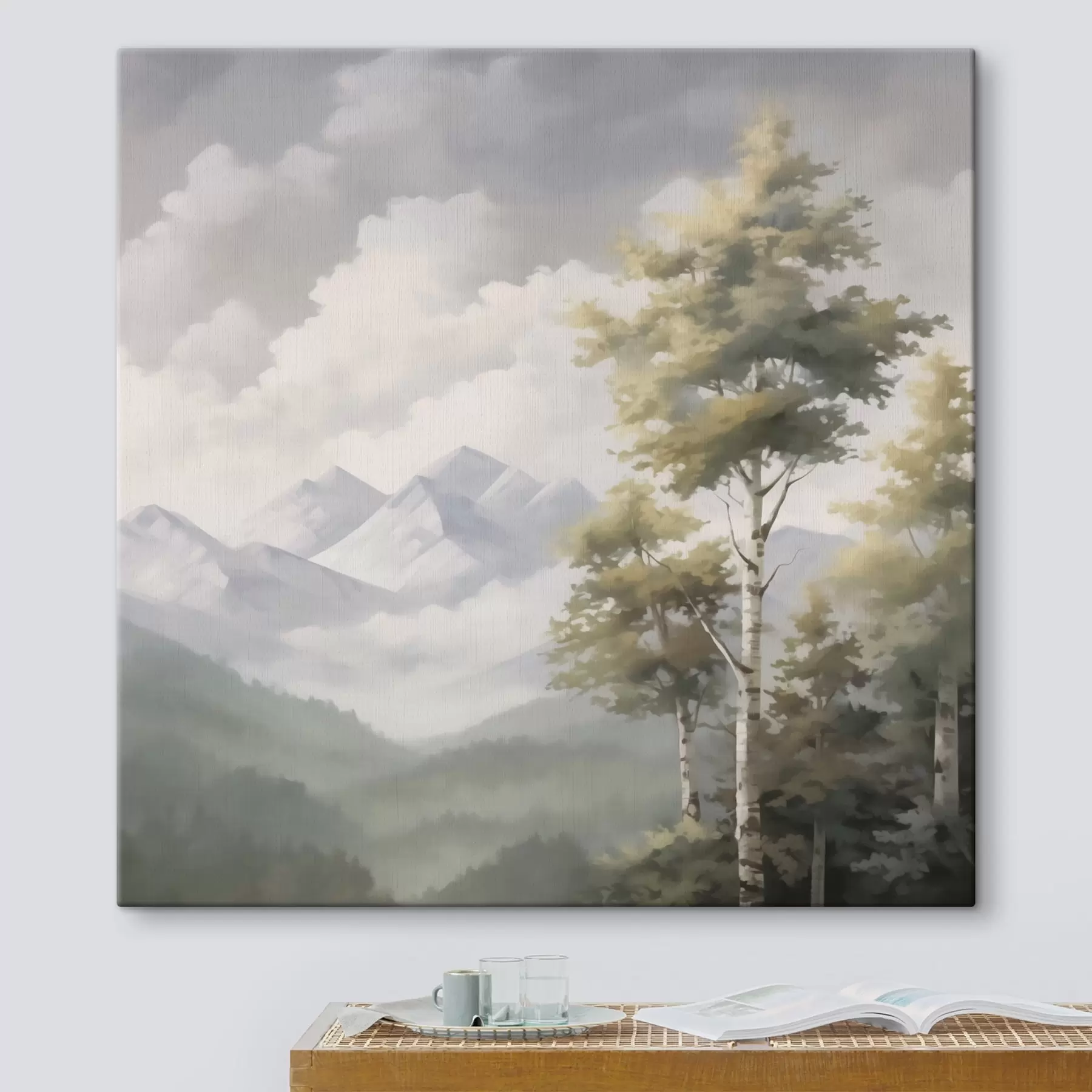 murales Paisaje de montaña imitación de pintura s48422