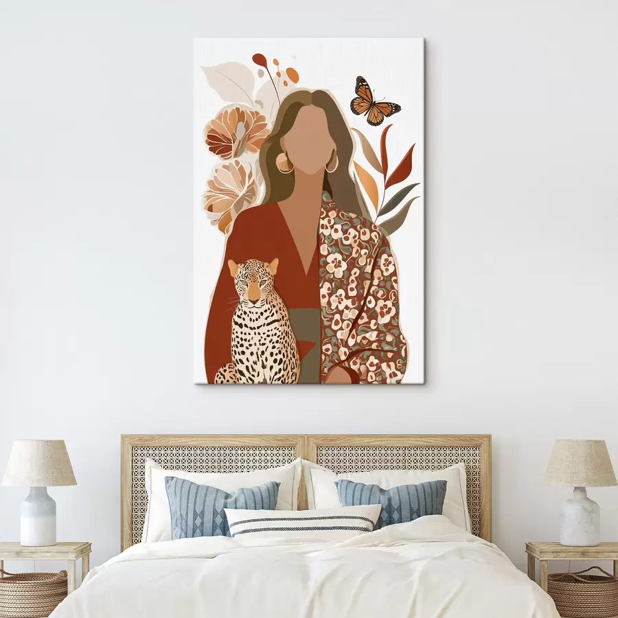 murales Mujer con fondo floral s48435