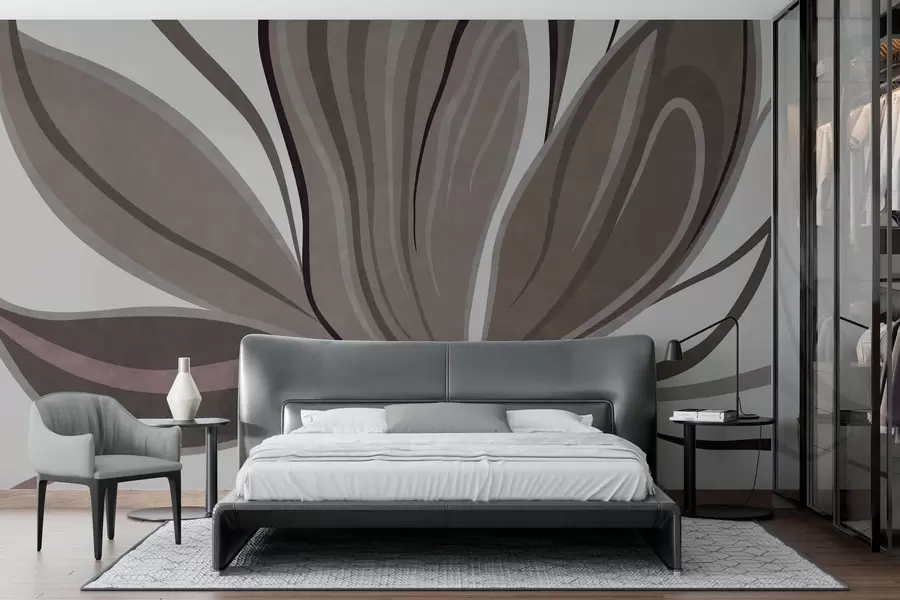 Wall Mural Photo Wallpaper Abstract flower with soft lines in gray beige tones w05147v1