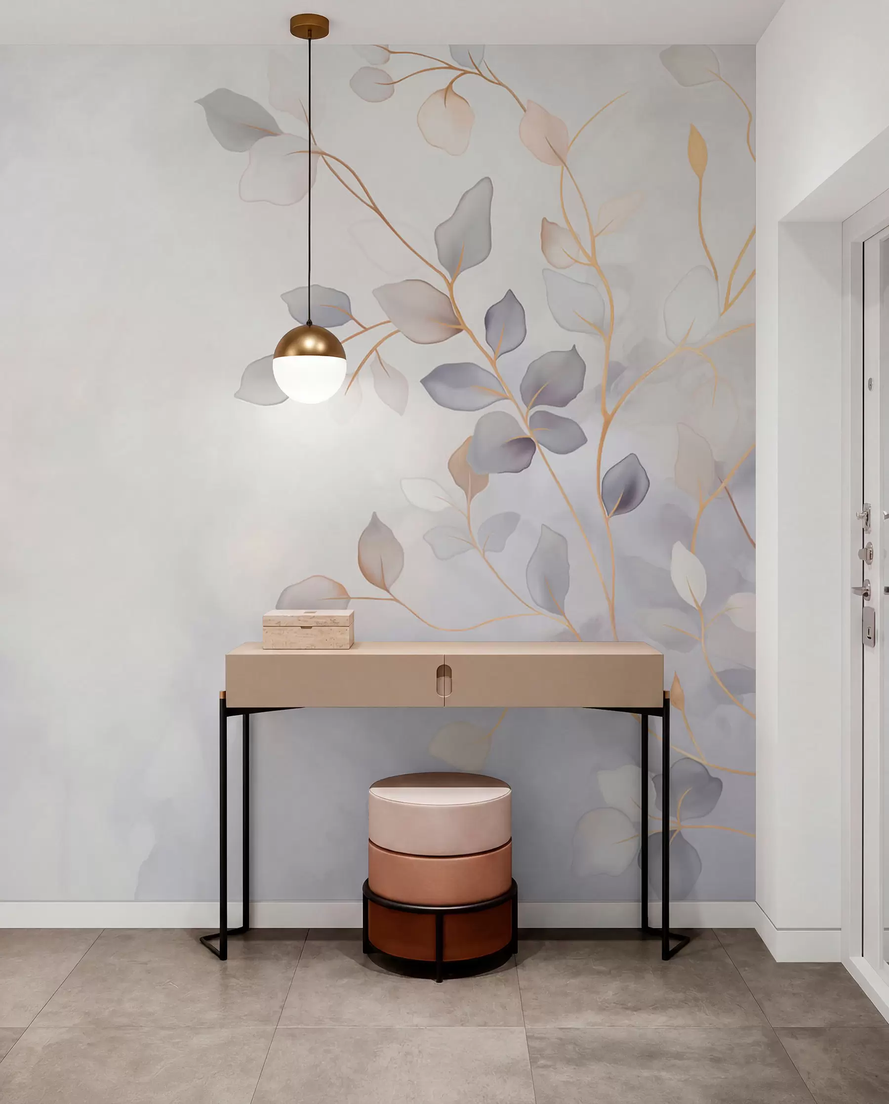 Wall Mural Photo Wallpaper Delicate leafy branches on a soft blurred background w05296