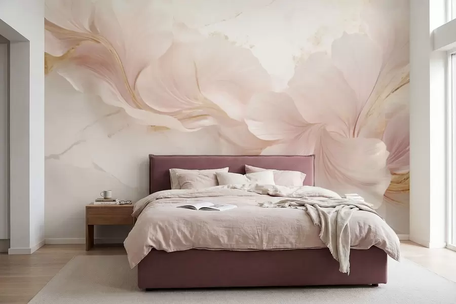 murales Flores de color rosa pálido sobre un fondo claro w05357