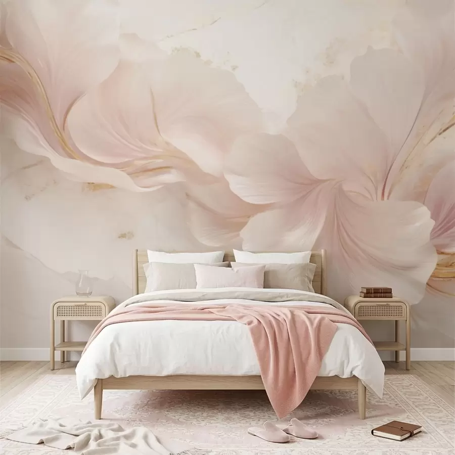 Wall Mural Photo Wallpaper Soft pink flowers on a light background w05357