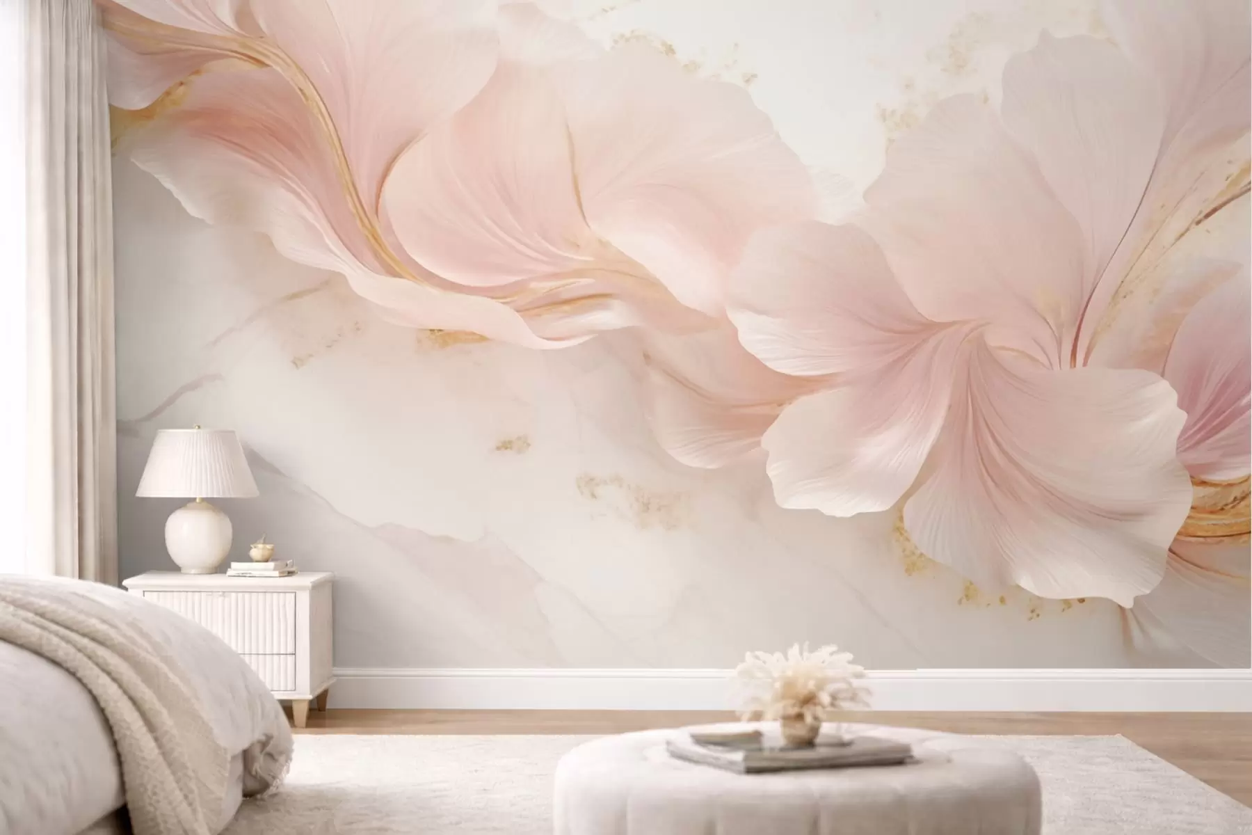 Wall Mural Photo Wallpaper Soft pink flowers on a light background w05357