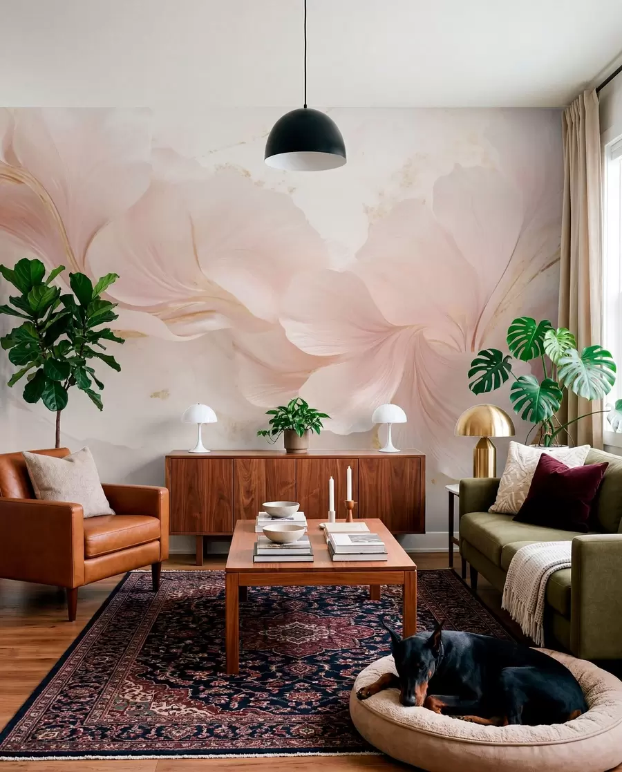 Wall Mural Photo Wallpaper Soft pink flowers on a light background w05357