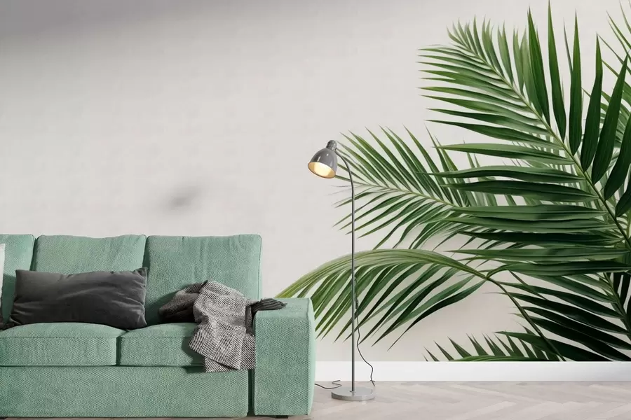 Wall Mural Photo Wallpaper Green palm leaves on a light background w05391