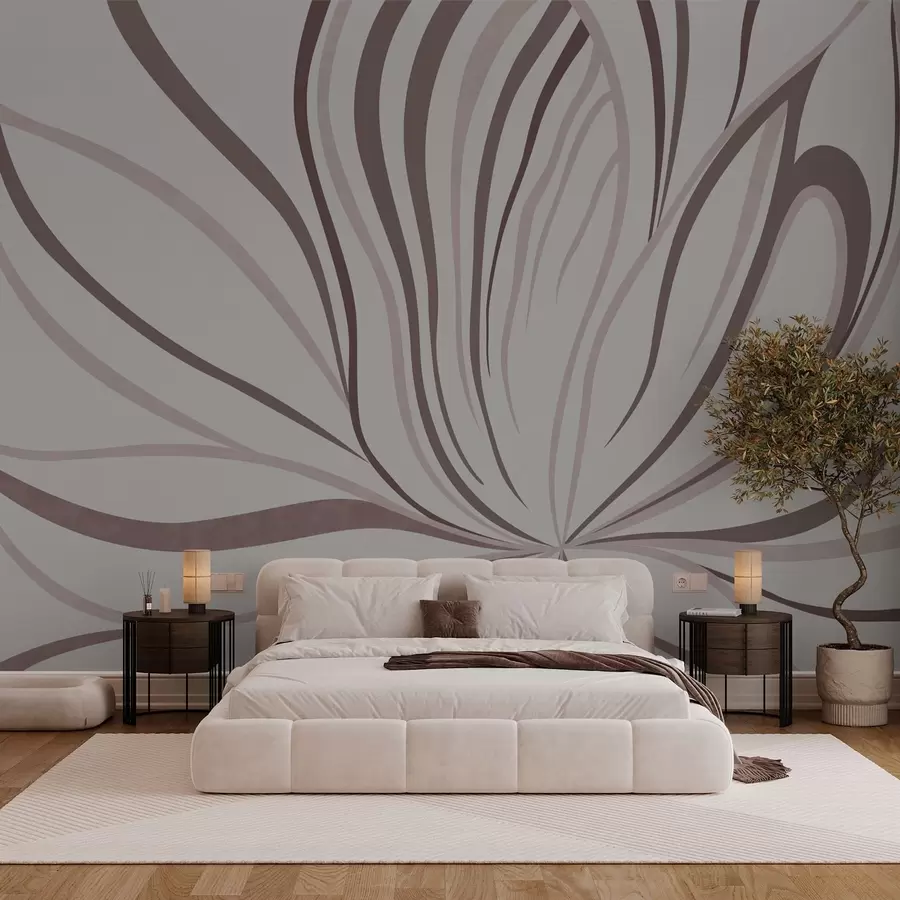 Wall Mural Photo Wallpaper Stylized flower with soft lines in pink beige tones w05392v1
