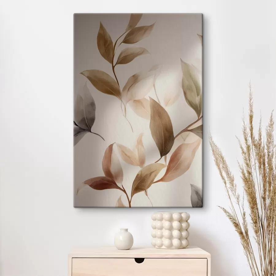murales Cuadro con hojas, ramas de color beige, minimalismo, estilo escandinavo s48479