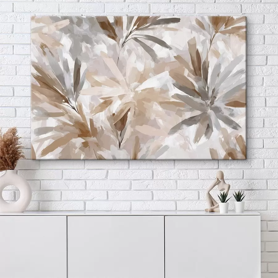 wall murals Abstract beige flowers, textured art s48483