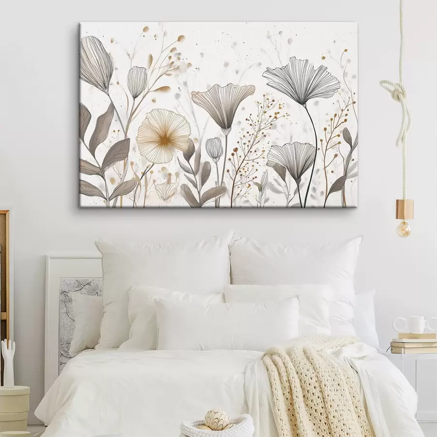 murales Flores y hierbas estilizadas, minimalismo s48484