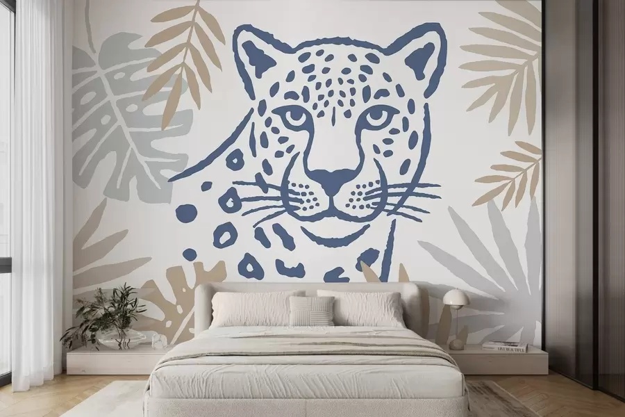 murales Un leopardo entre las hojas w05396v2