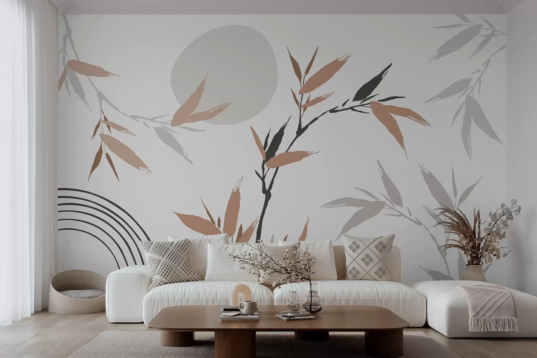 peintures murales Branche abstraite avec des feuilles w05398