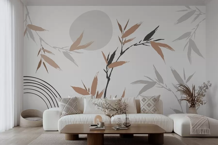 peintures murales Branche abstraite avec des feuilles w05398