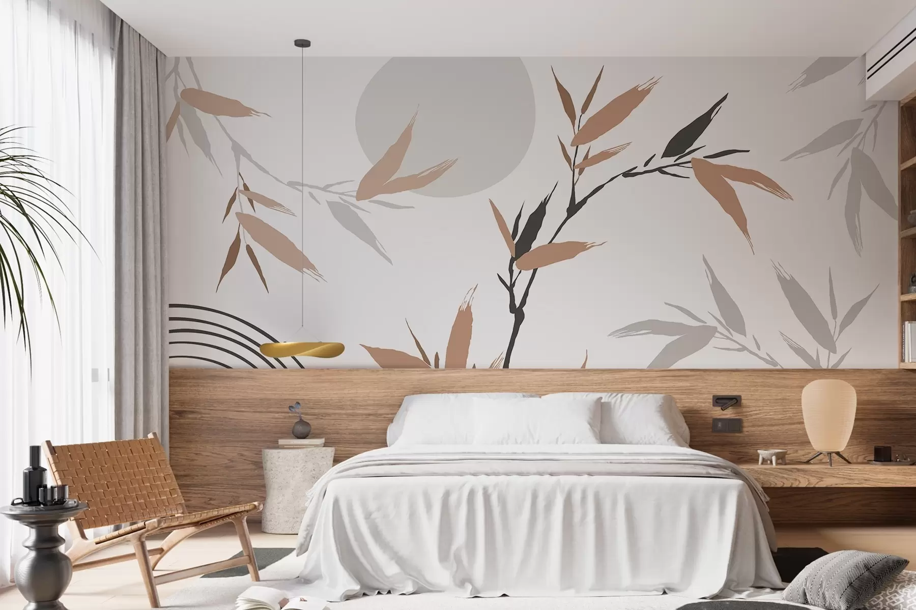 peintures murales Branche abstraite avec des feuilles w05398