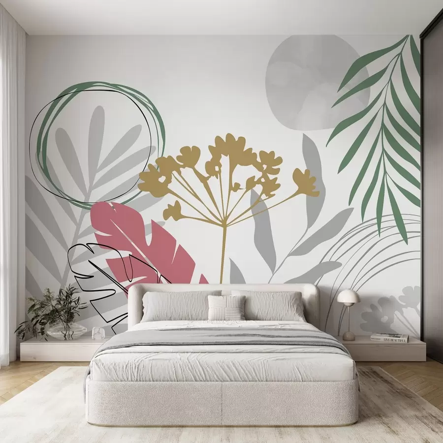 murales Abstracción con plantas w05400v1